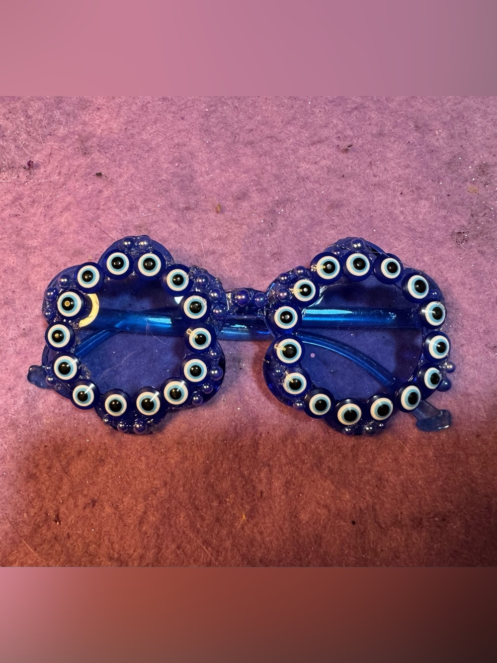 Blue Novelty Evil Eye and flower chapel Sunglasses